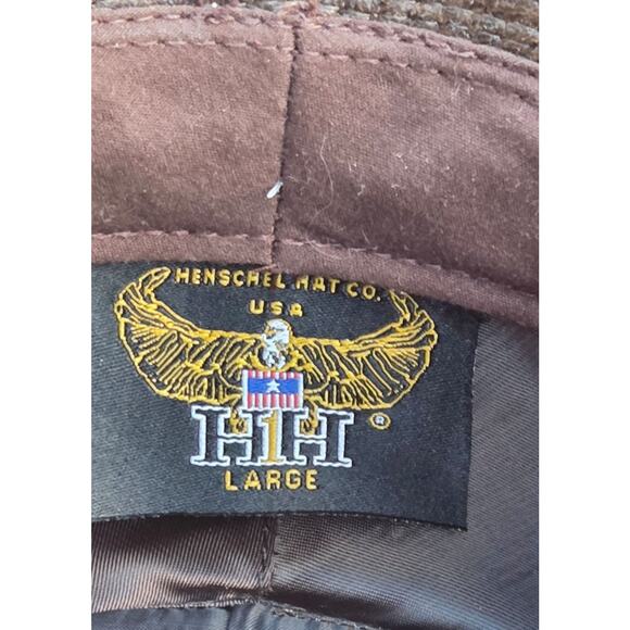 Henschel Distressed Brown Faux Leather Fedora Hat L Unisex Outdoor Style - Picture 6 of 16